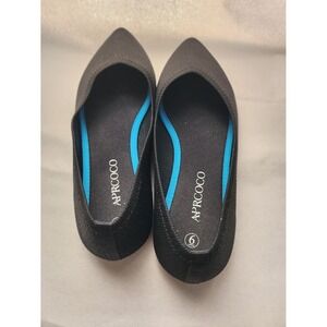 Aprcoco Womens Black Knit Pointed Toe Flats Size 9 Slip On Washable Shoes